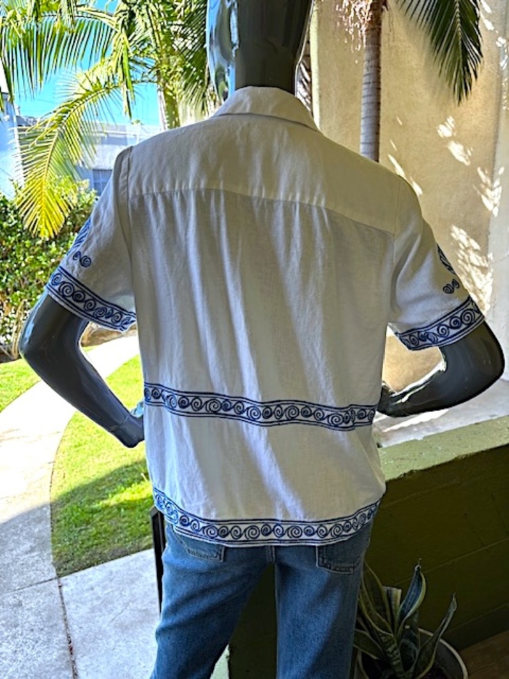 MADEWELL X LISA SAYS GAH Embroidered S/S Linen Camp Shirt EUC/sz S - Picture 8 of 13
